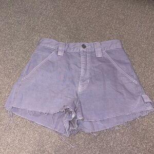 light purple denim shorts